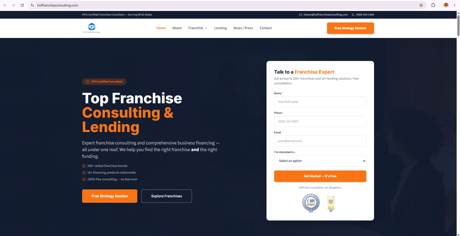 HOF Franchise Consulting website growth project